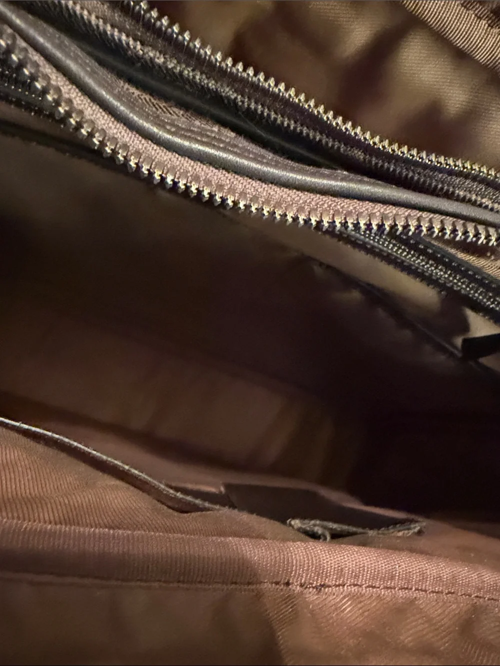 MCM Brown Leather Messenger Bag with Monogram Front Pockets